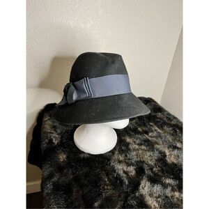 VNTG SOPRATTUTTO CAPELLI 100% woolfelt Black Cloche Hat made in Italy Beautiful